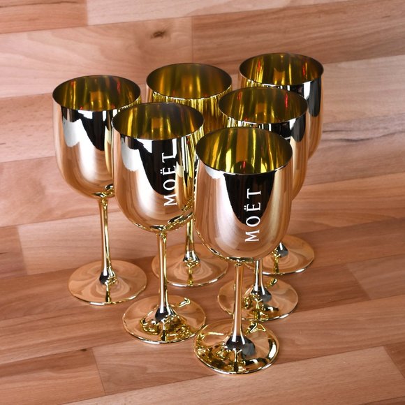 Moet Dining Set Of 6 Moet Acrylic Gold Champagne Glassesnew Poshmark